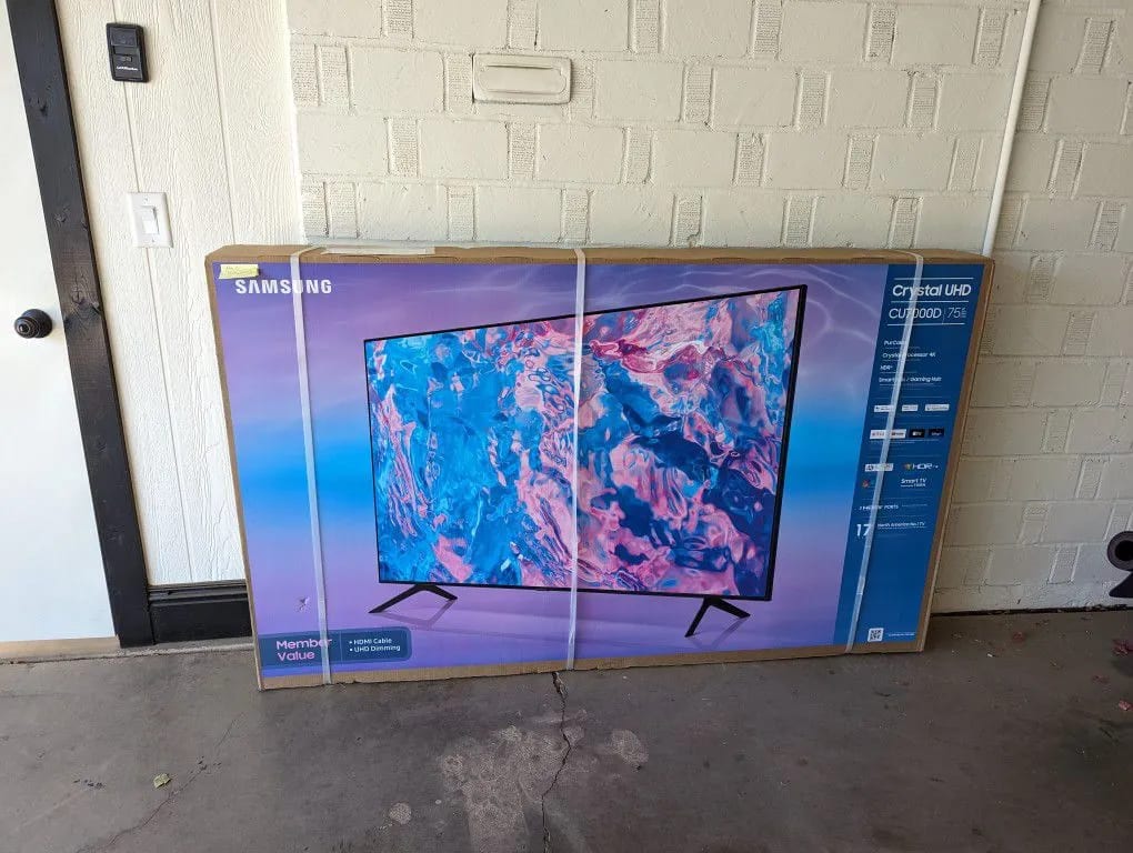 A box with a picture of a tv on it